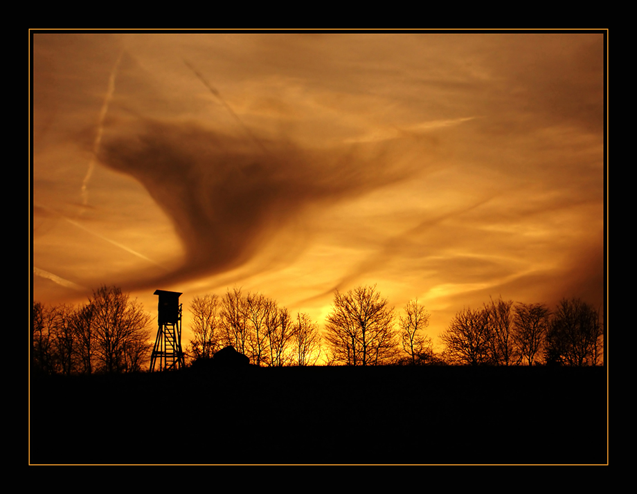 Hochsitz im Abendlicht