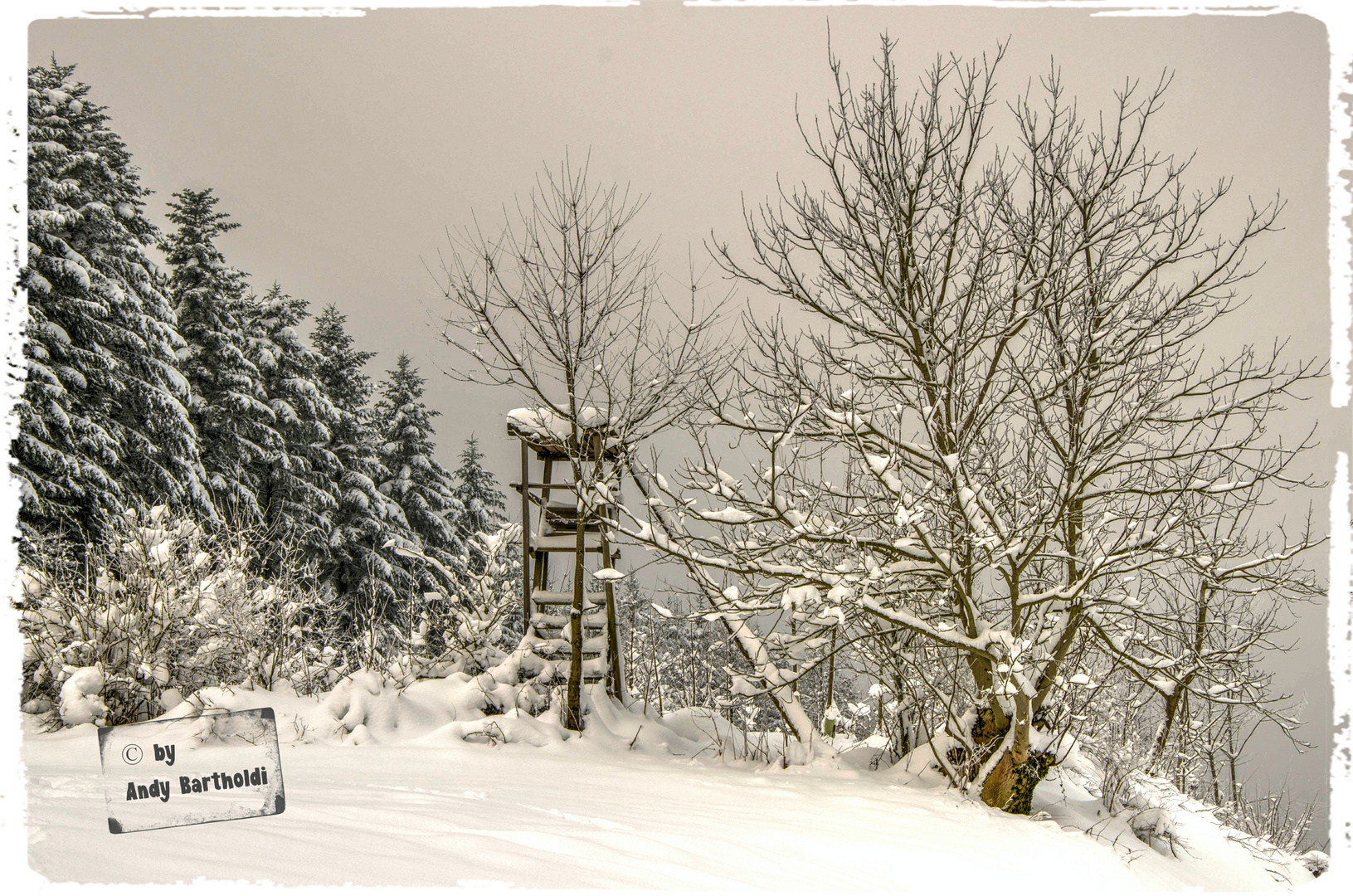 Hochsitz im Winter