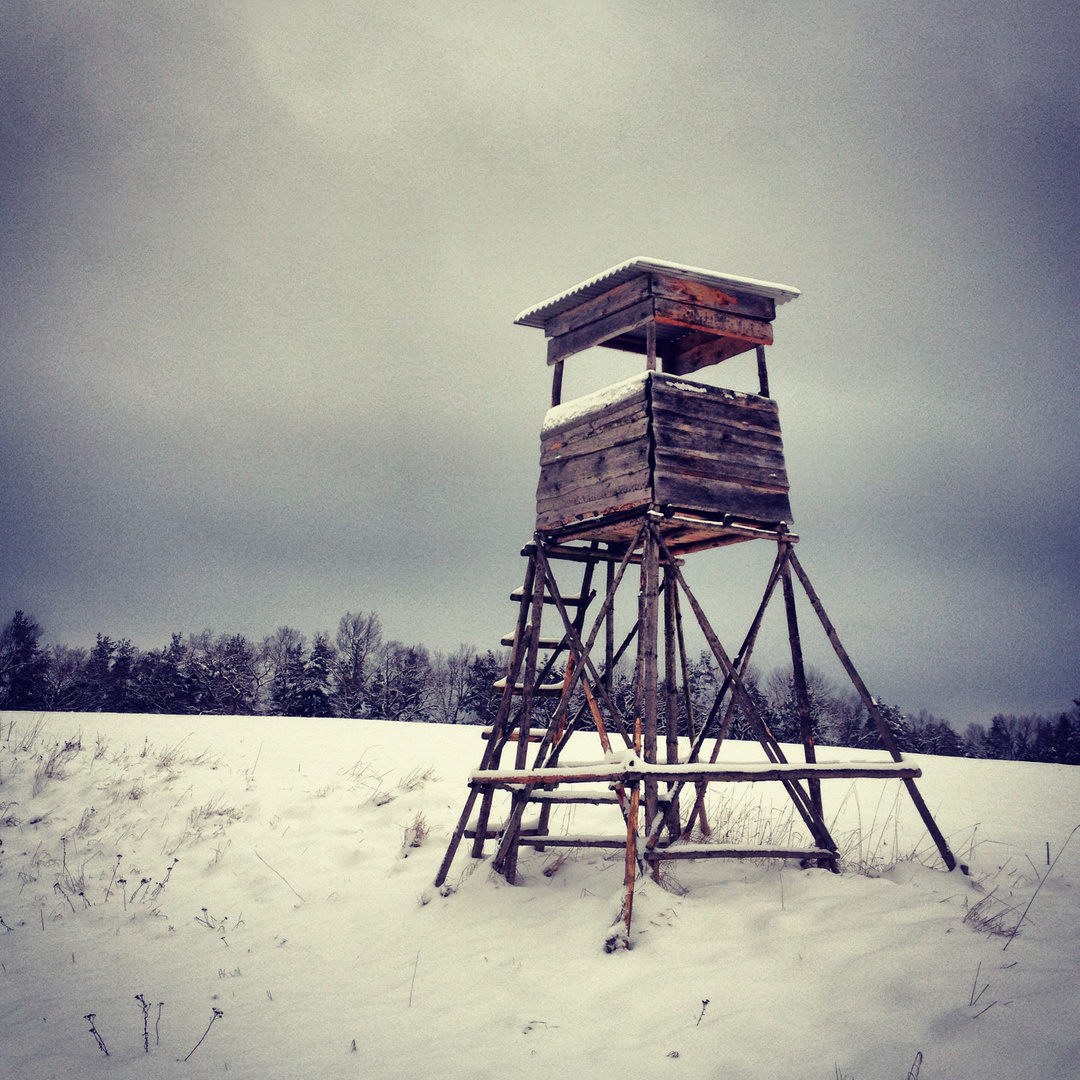 Hochsitz im Winter