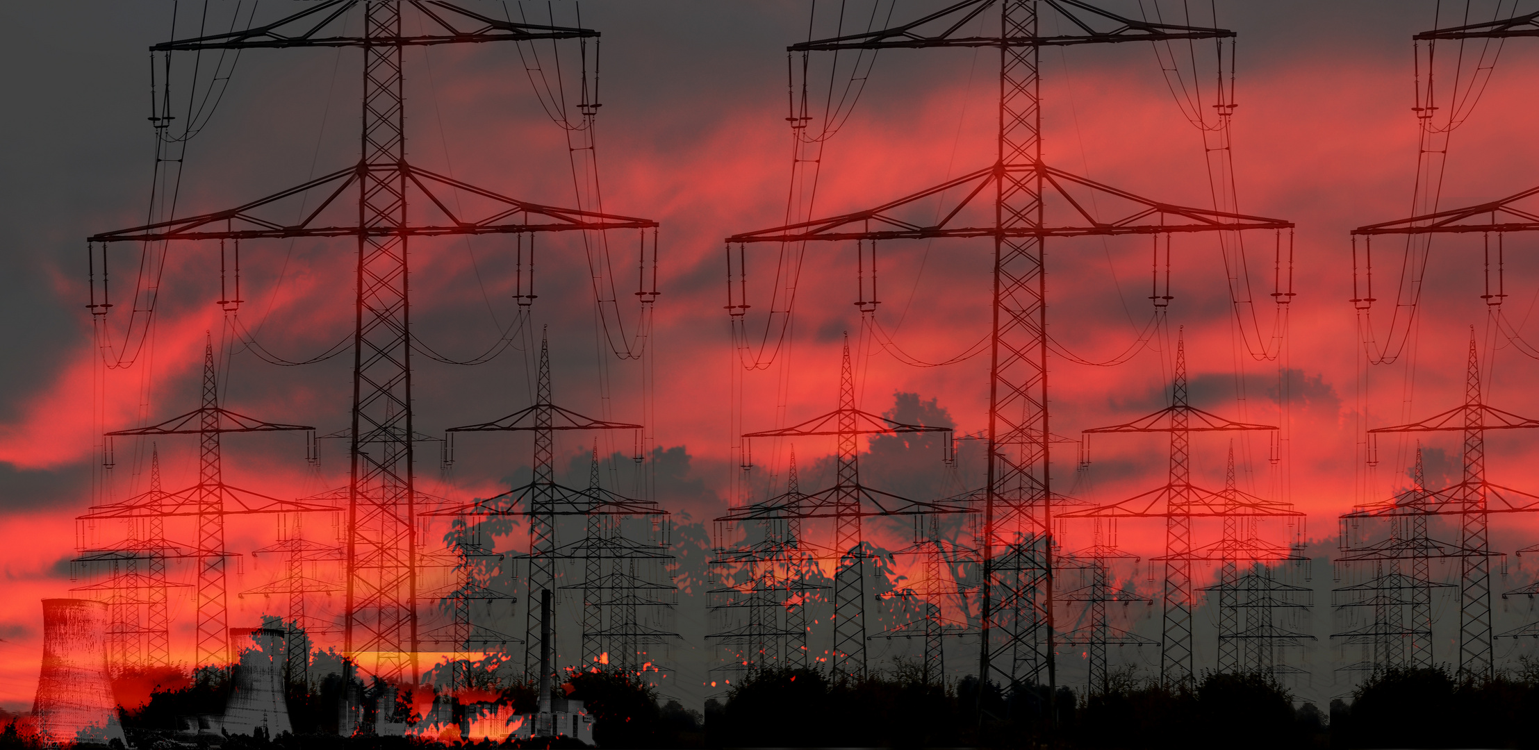 Hochspannung, Sonnenaufgang am Kohlekraftwerk Hamm