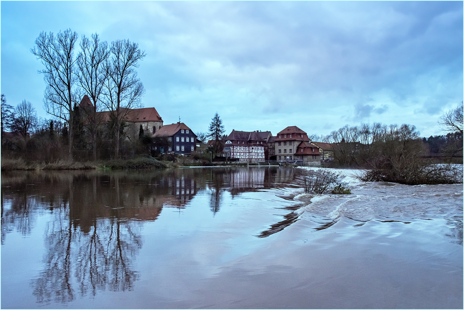 Hochwasser an der Fulda bei Guxhagen