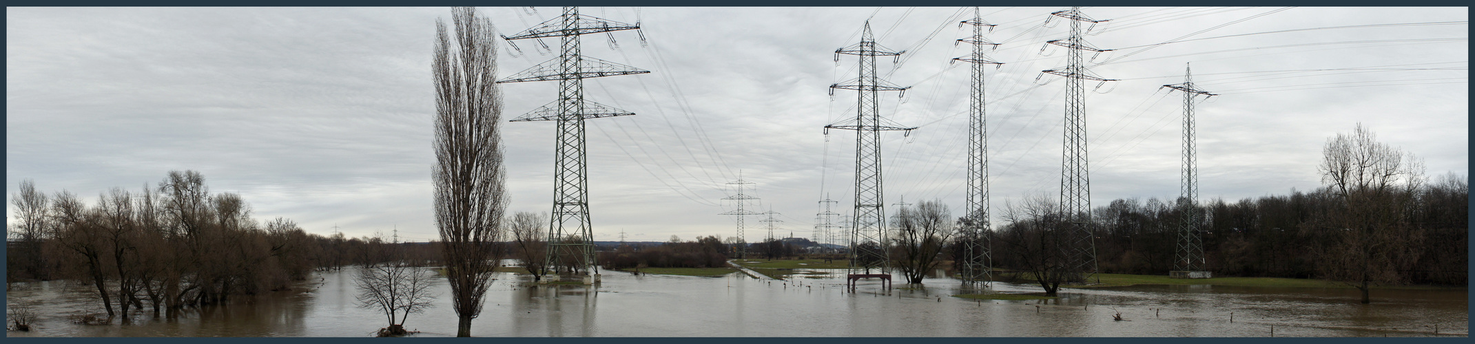 Hochwasser an der Sieg - Pano