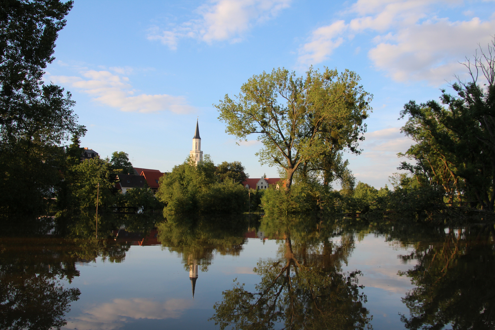 Hochwasserspiegelung bei Coswig (Anhalt)