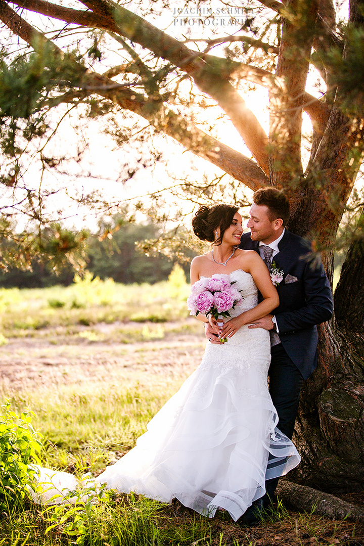 Hochzeitspaar im Sonnenlicht