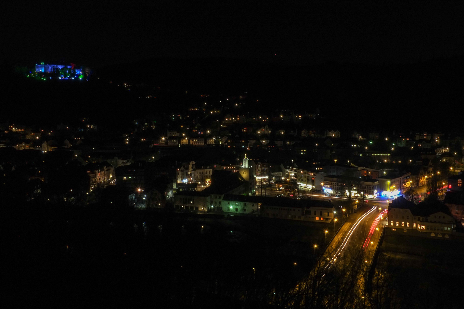 Hohenlimburg bei Nacht mit Iluminiertem Schloß