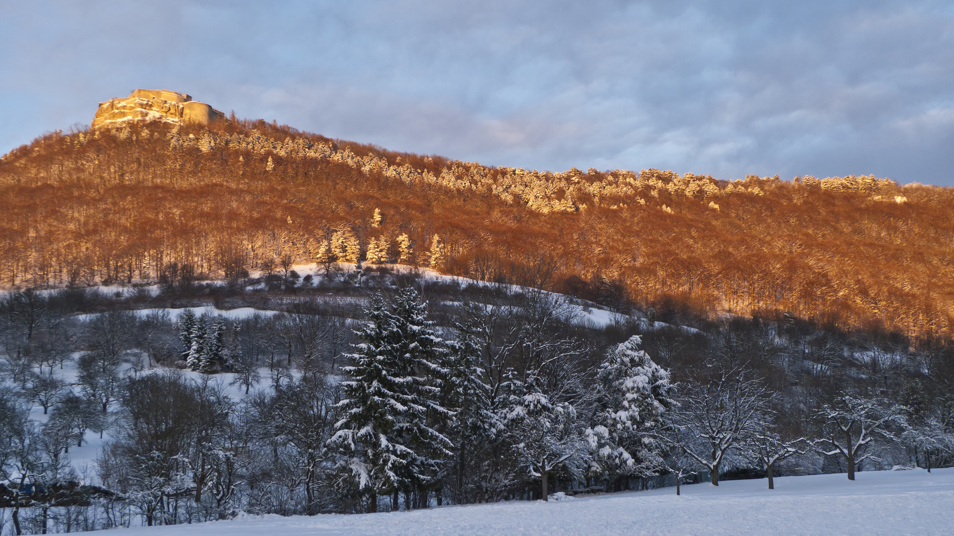 Hohenneuffen in der späten Wintersonne