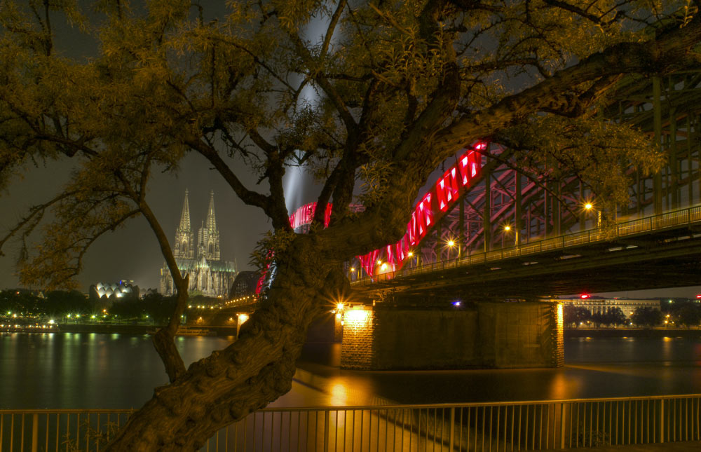 Hohenzollernbrücke im Fischkostüm