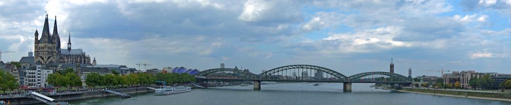Hohenzollernbrücke und Rhein von der Deuzer Brücke