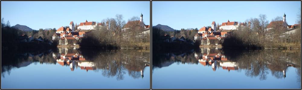 Hohes Schloss Füssen 3D Kreuzblick