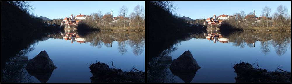 Hohes Schloss Füssen II 3D Kreuzblick