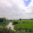 Holländische Landschaft bei den Windmühlen von Kinderdijk