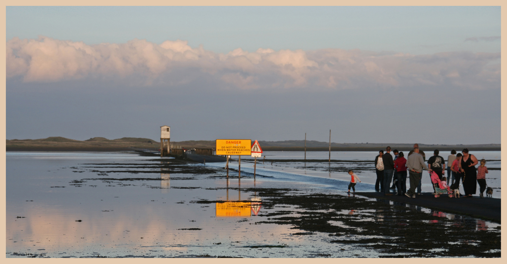 Holy island causeway rising tide