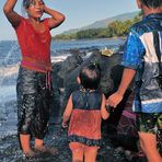 Holy water shower in Ponkok Pura Batu