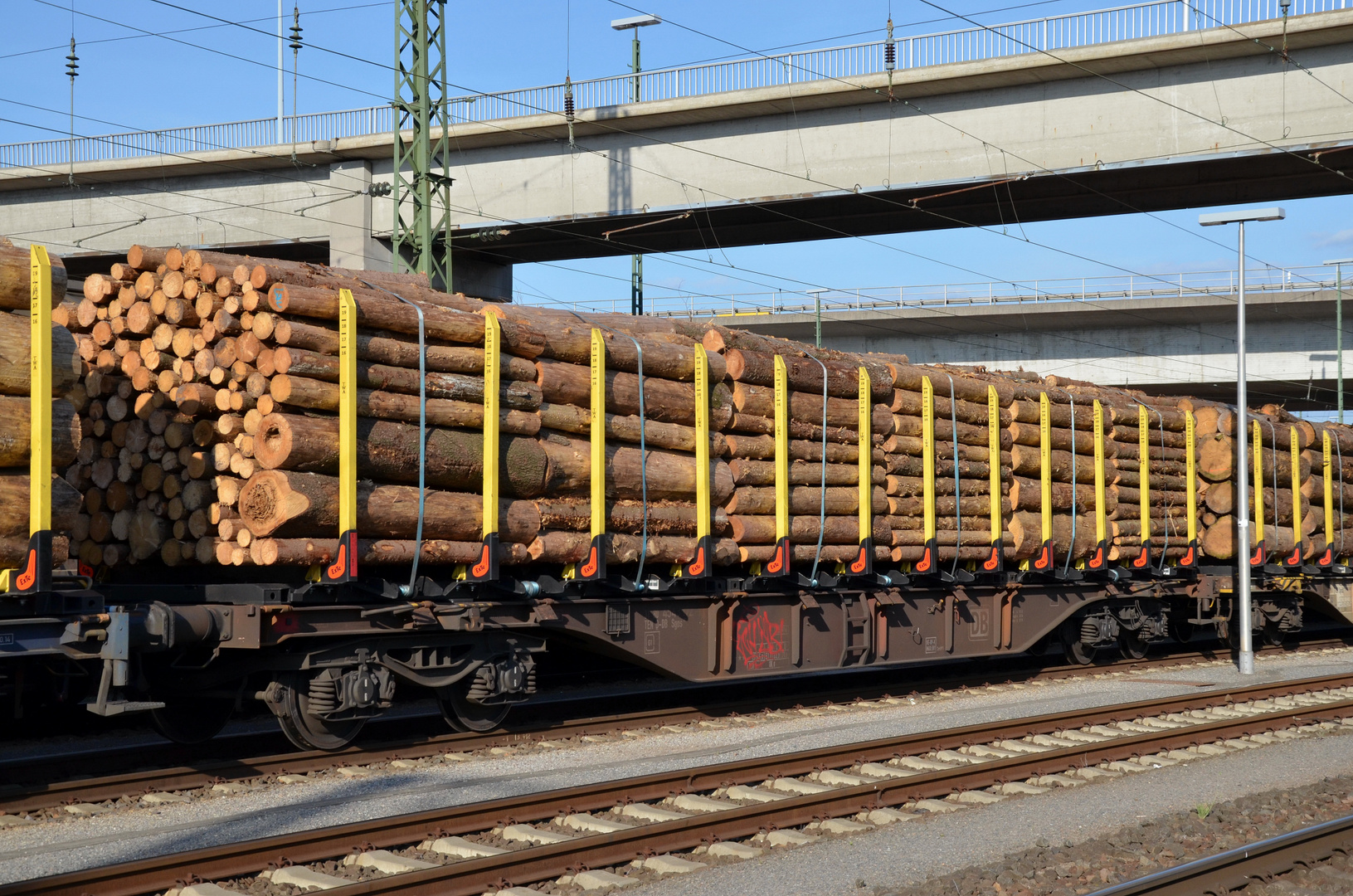 Holz trifft Containerwagen