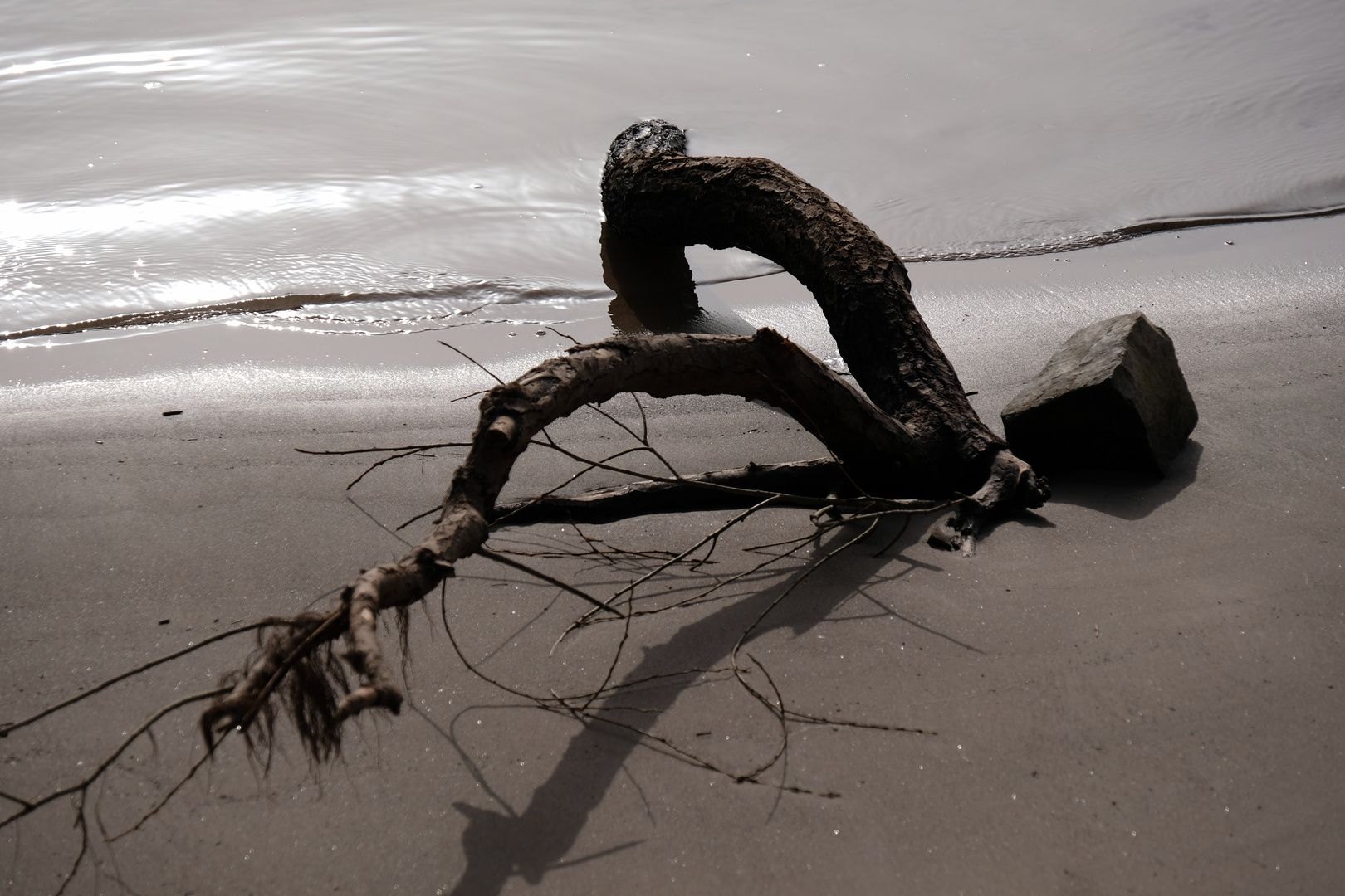 Holz und Stein am Rhein.