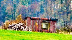 Holz vor der "Blech"hütte