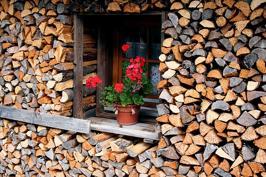 Holz vor der Hütten...