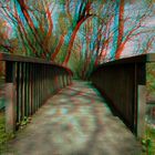 Holzbrücke an der Donau - Anaglyphe