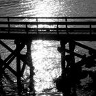 Holzbrücke beim Sonnenuntergang -wooden bridge at sunset