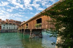 Holzbrücke über den Rhein