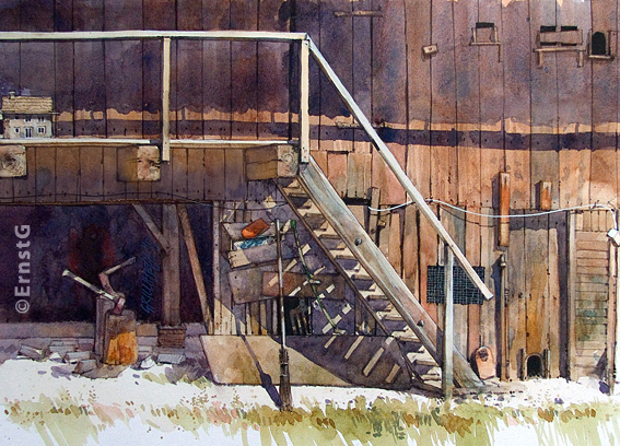 Holzhäuser (Aquarell - OD)