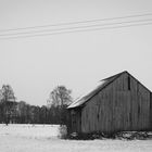 Holzhütte im Schnee