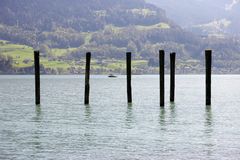 Holzpfähle im Walensee