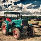 Holztransporter am Verladeplatz