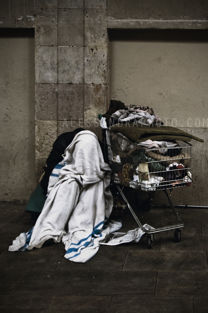 Homeless in Boqueria.