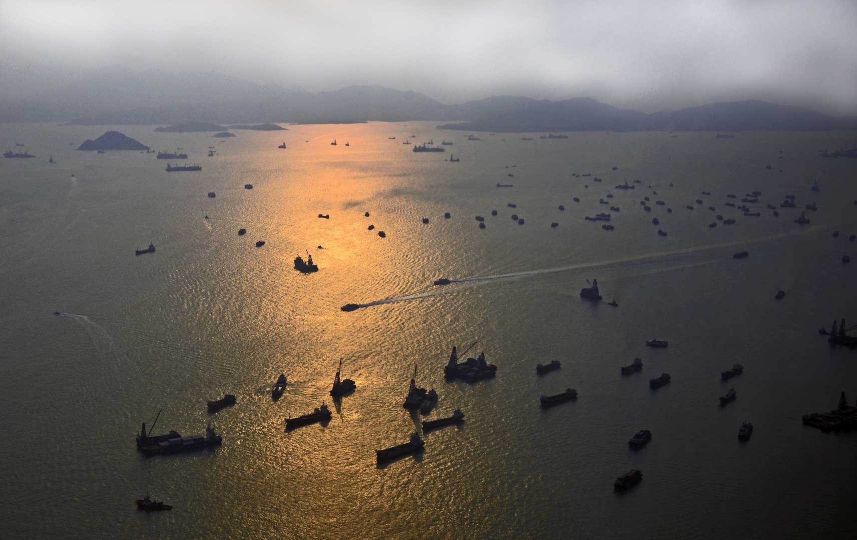 Hong Kong Harbour am Abend