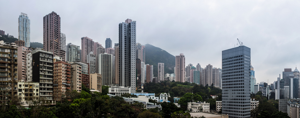 Hong Kong Island Mid Levels Panorama am Tag