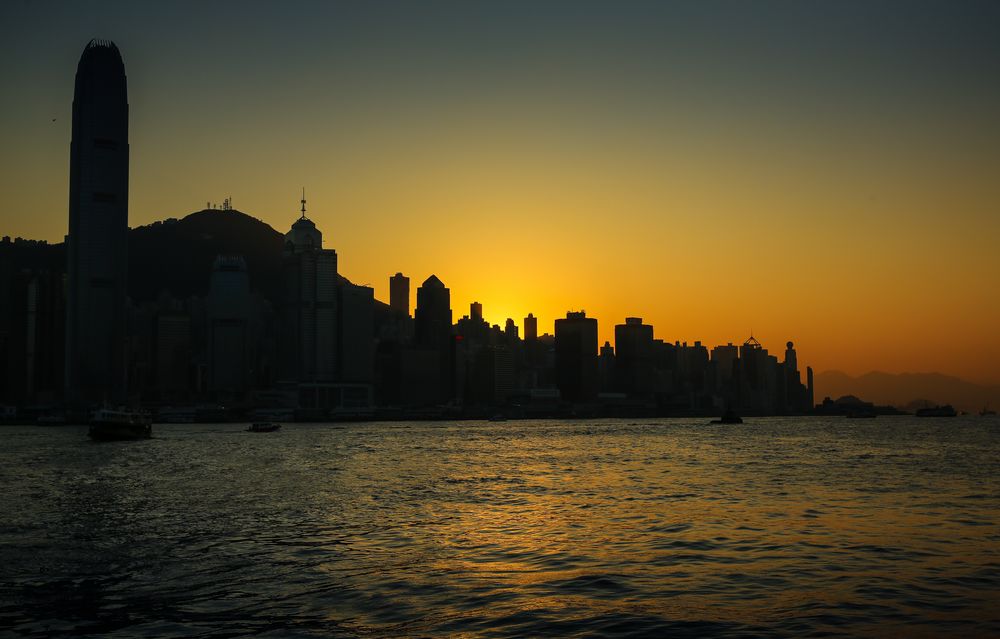 Hong Kong Island Rückseite im Sonnenuntergang