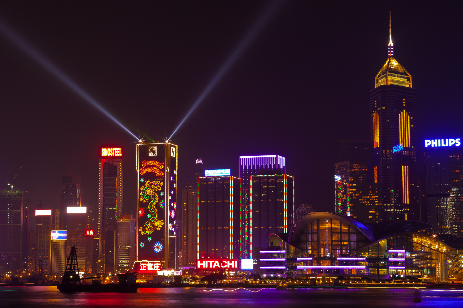 Hongkong Island Skyline during "symphony of lights"