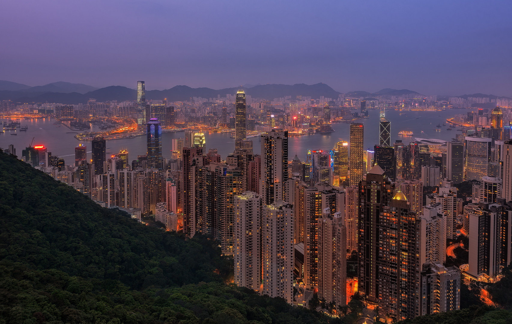 Hongkong Skyline bei Nacht