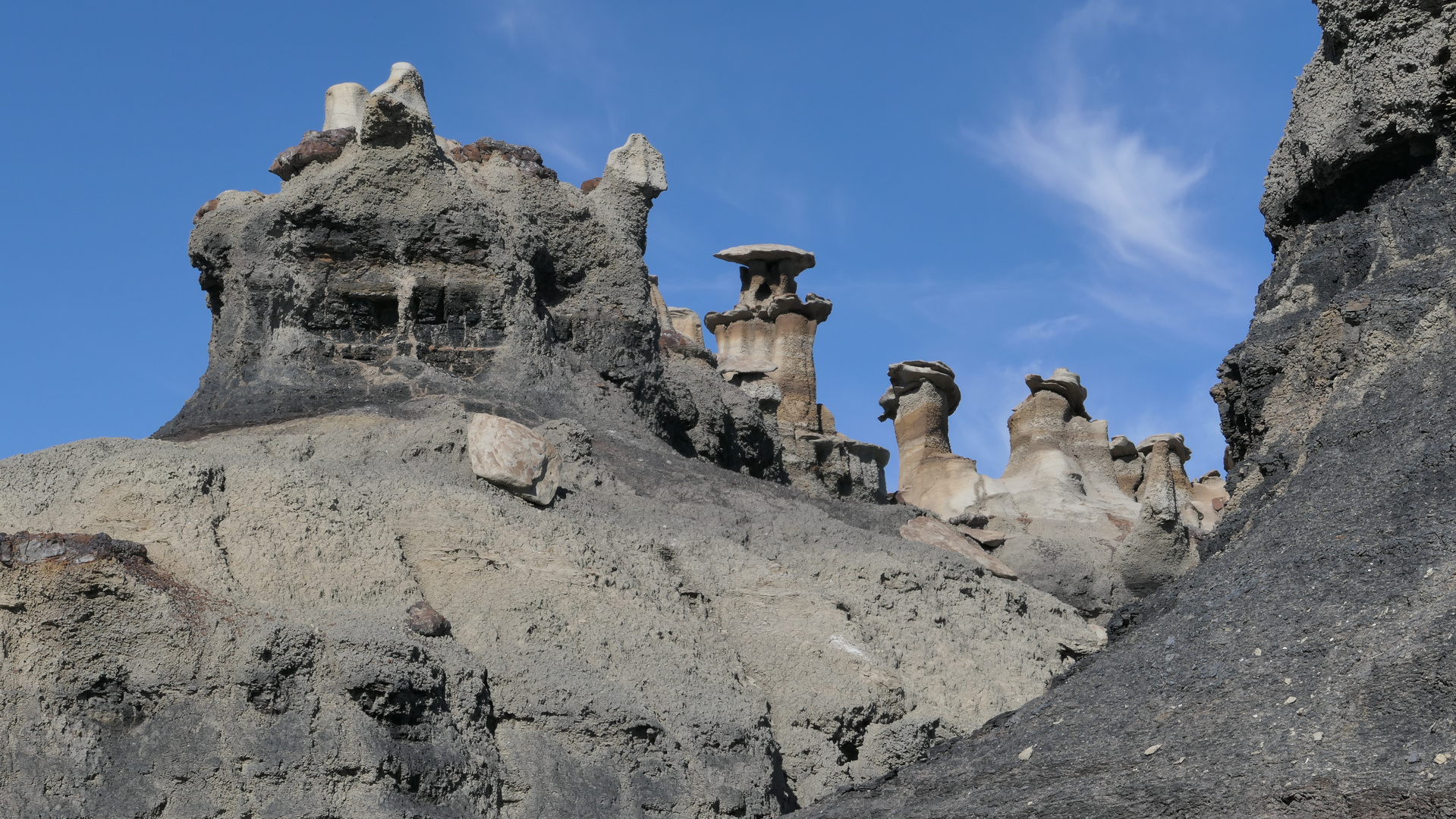 Hoodoos im Bisti Badlands in New Mexico