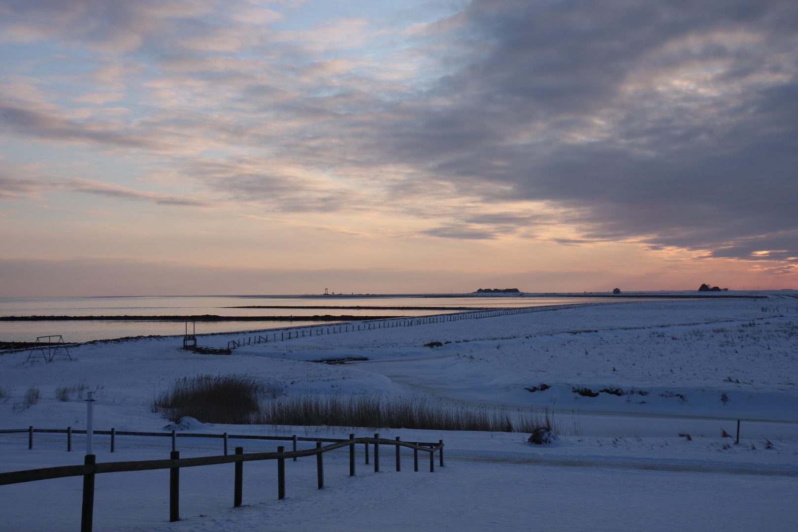 Hooge: Blick von der Westerwarft im Winter