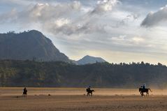 Horseriding at the sea of sand