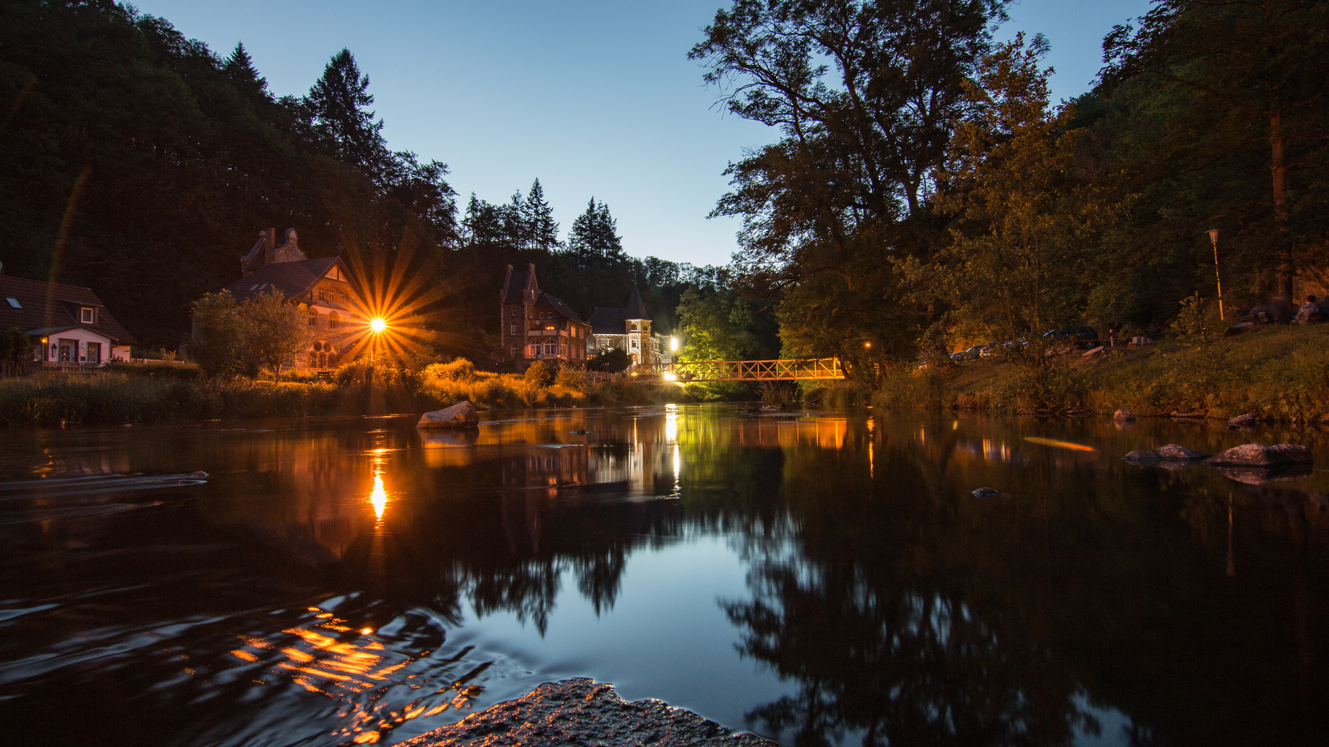 Hotel Bodeblick bei Nacht