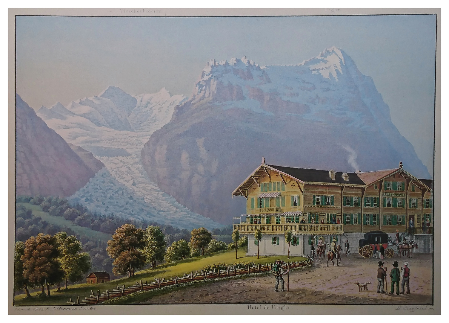 Hôtel de l'aigle mit damaligem langem Gletscher