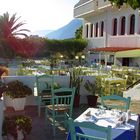 Hotel Vritomartis Terasse gedeckt zum Abendessen