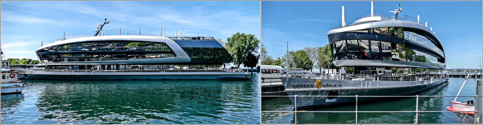 Hotelschiff Sonnenkönigin im Hafen von Bregenz