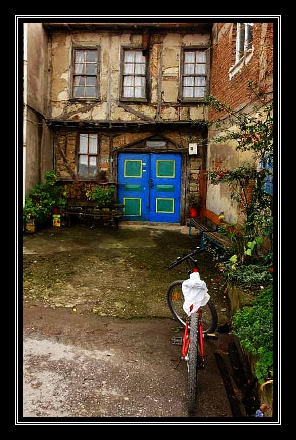 House with blue door