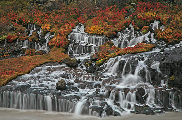 Hraunfossar im Herbst