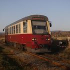 HSB Triebwagen im November Abendlicht.