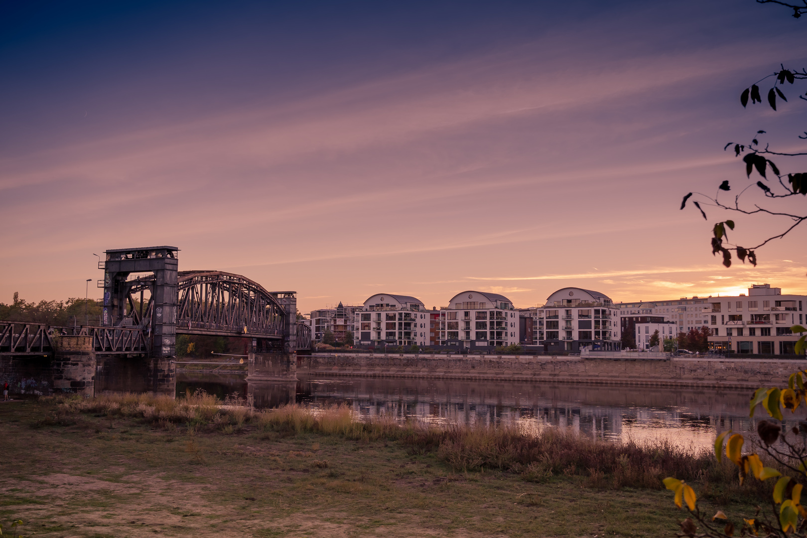 Hubbrücke im Abendrot