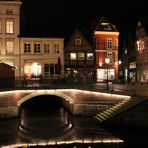 Hudebrücke in Stade mit adventlichem Hintergrund