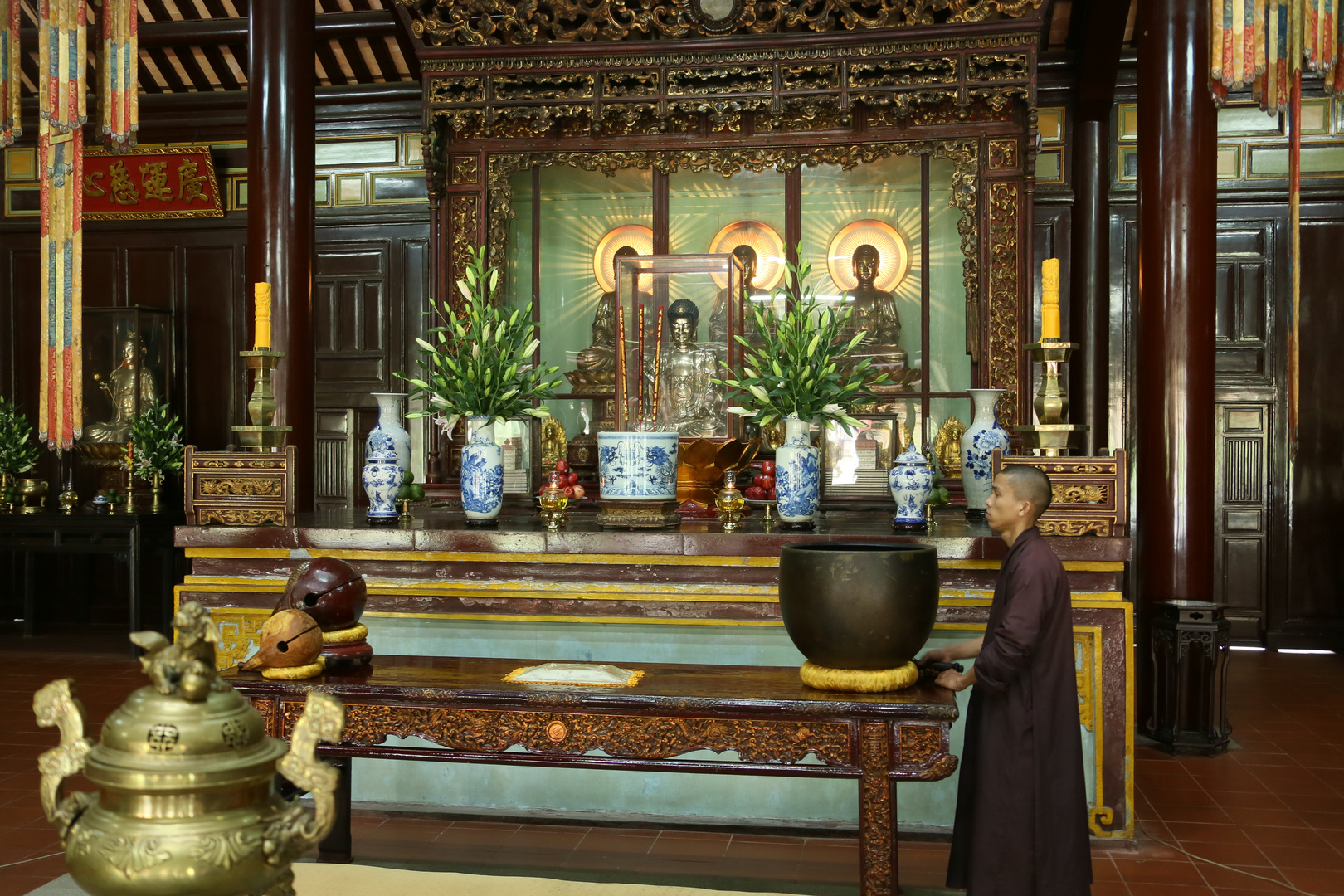 Hue, Thien Mu Pagode, Mönch