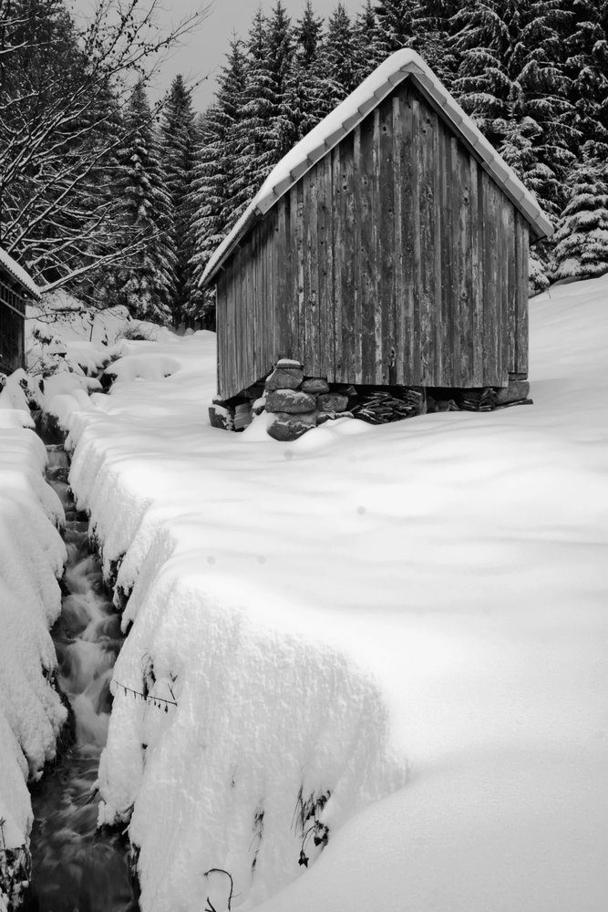 Hütte im Schnee