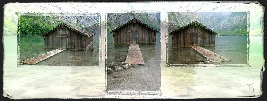 Hütte im See - ein Tryptichon