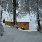 Hütte im Winterwald